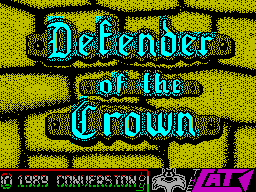 Defender of the Crown title screen for ZX Spectrum